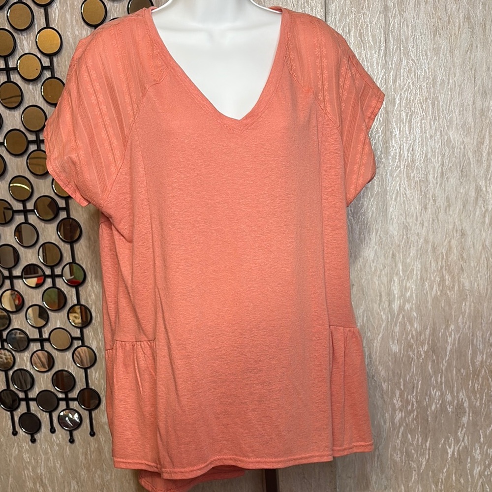 Cato Peach Short Sleeve Top